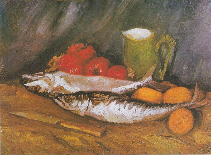Vincent Van Gogh Still Life with mackerel, lemon and tomato china oil painting image